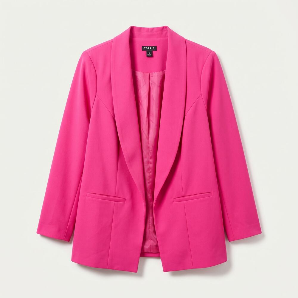 Torrid Womens 2X Office Siren Maximalist Tailored Open Front Blazer Pockets